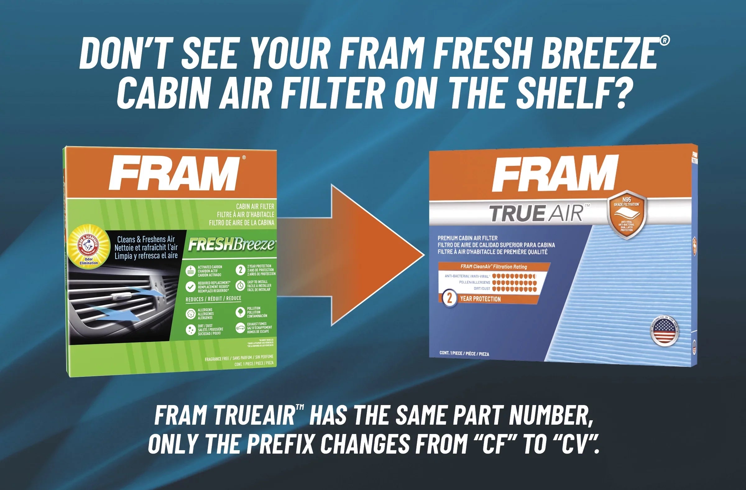 , Fresh Breeze Cabin Air Filter with Arm & Hammer Baking Soda, for Select Dodge and Jeep Vehicles Fits select: 2011-2018,2020-2022