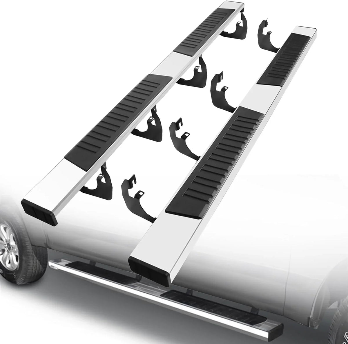 6" Chrome Running Boards Custom Fit 2019-2024 Chevy Silverado/Gmc Sierra 1500 & 2020-2024 Silverado/Sierra 2500/3500 Crew Cab Aluminum Polished Side Step Nerf bar