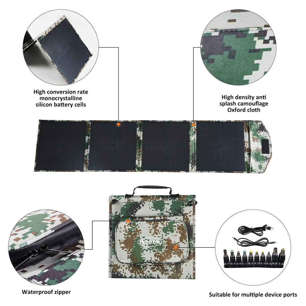 Solar Panels 80W Portable Camping Solar Kit Foldable for Power Station Generator Folding Solar Charger designed for
