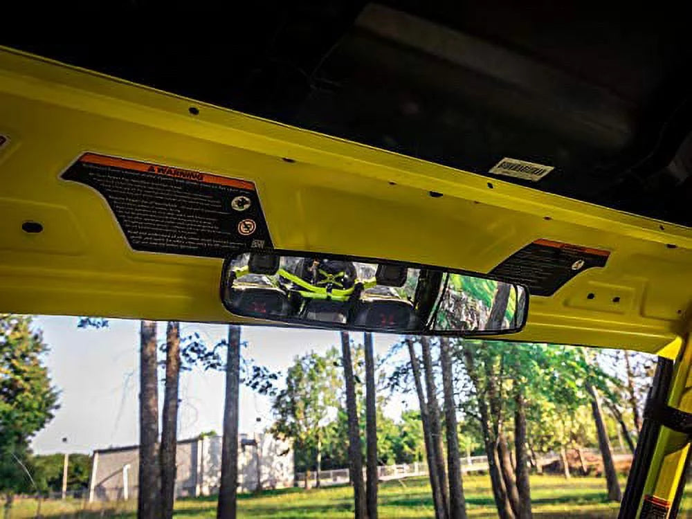 SuperATV Curved  Rear View Mirror for Can|Am Defender  5 /  8 /  10 /  |17" x 3" Convex Can Am Rear View Mirror|Ultra|Wide Viewing Angle|Aluminum Clamps and Mirror Frame|-018-02
