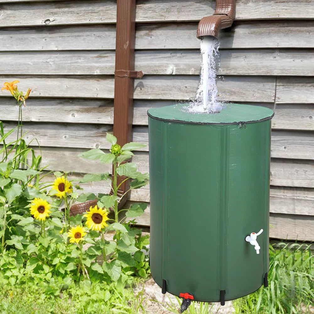 GoDecor 100 Gallon Rain Barrel Outdoor Patio Water Storage Barrel Green