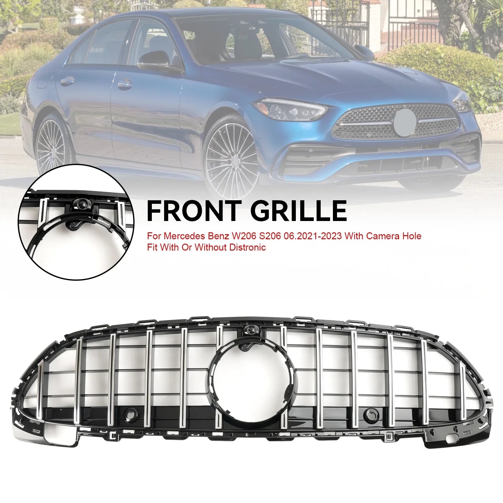 Style Front Bumper Grille Grill /Camera fit for Mercedes Benz  2022-2023