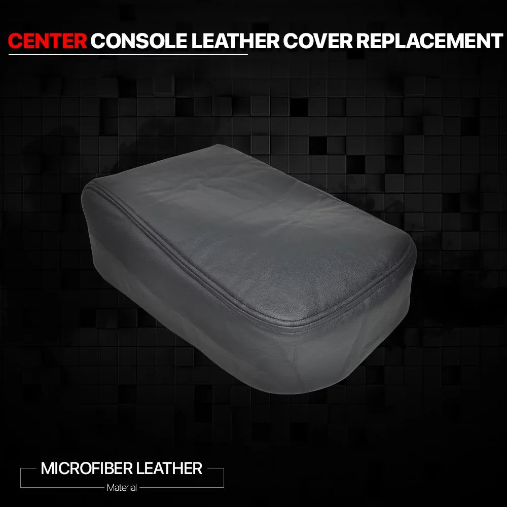 Black Center Console Arm Rest Lid Leather Cover Kit for 07-14 Silverado/Sierra Fits select: 2007-2014  , 2007-2014