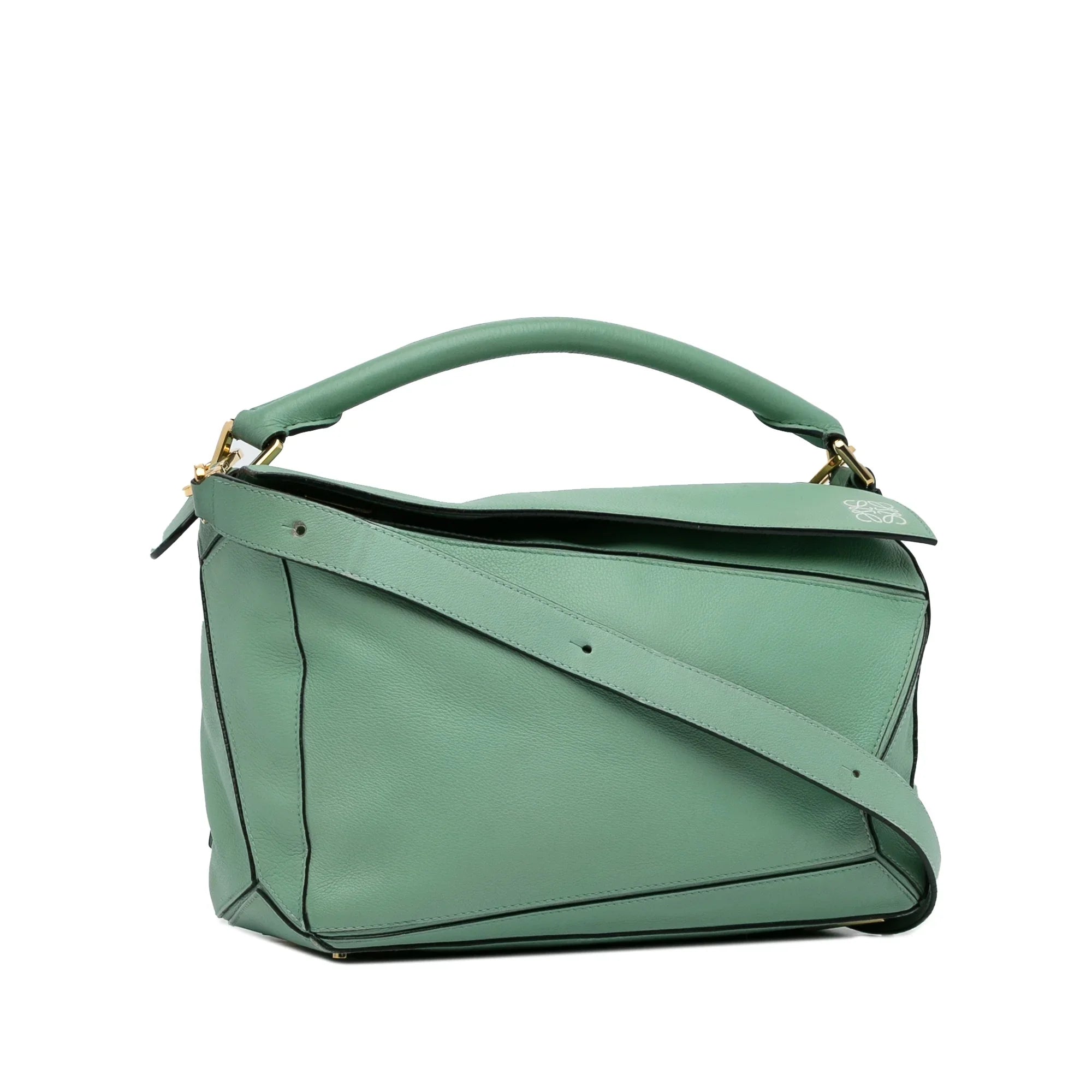 Pre-Owned Authenticated  Medium Puzzle Satchel Calf Leather Green Unisex (Good)
