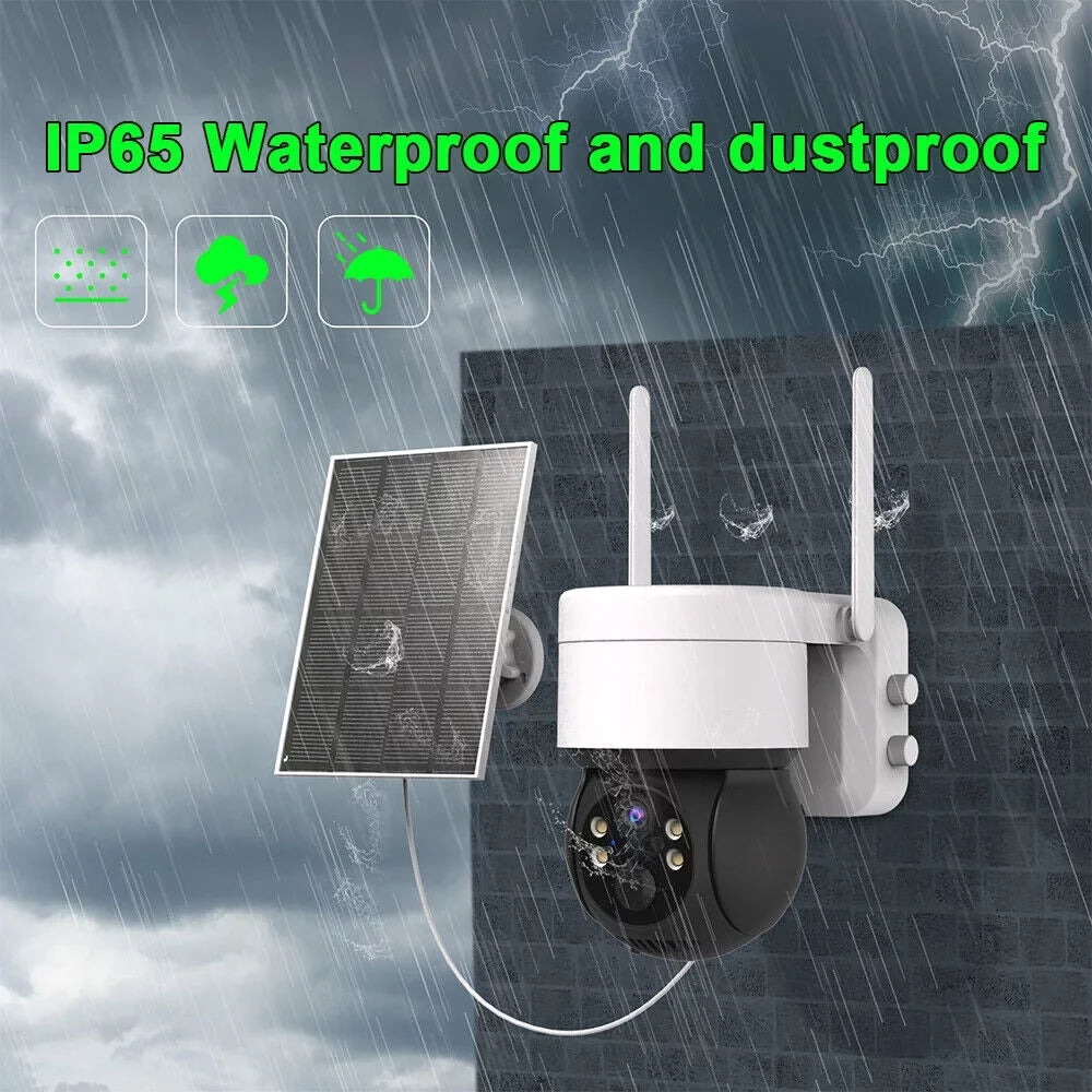 Solar Security Cameras Wireless Outdoor, 2K WiFi 360  Camera, Solar Powered Security Cameras with Spotlight & Siren,  Motion Detection, Color Night Vision, 2 Way Audio, 15000mAh Battery, Beisu