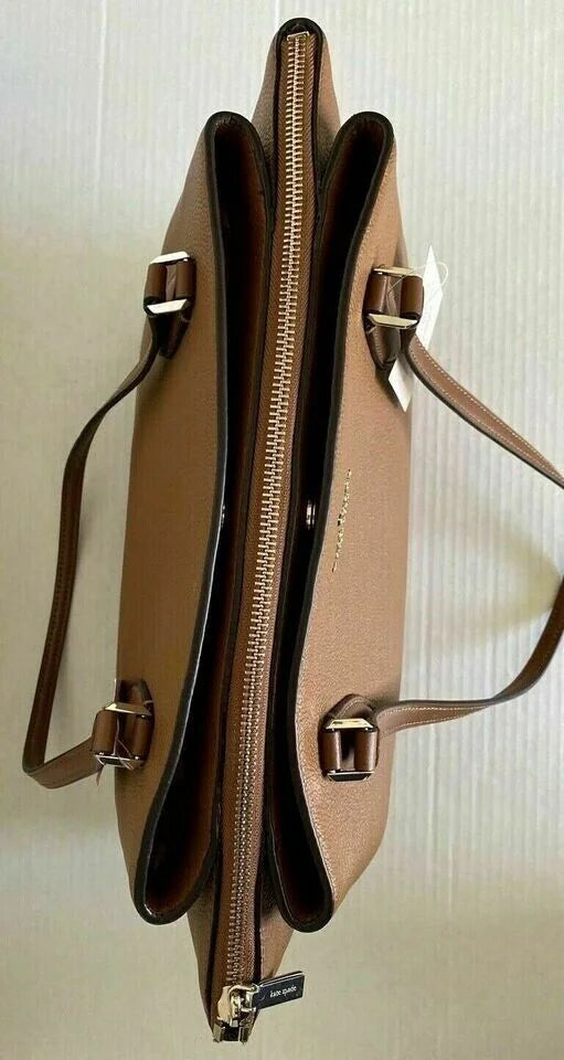 Kate Spade Monet Large 3-Compartment Brown Leather Tote   $399