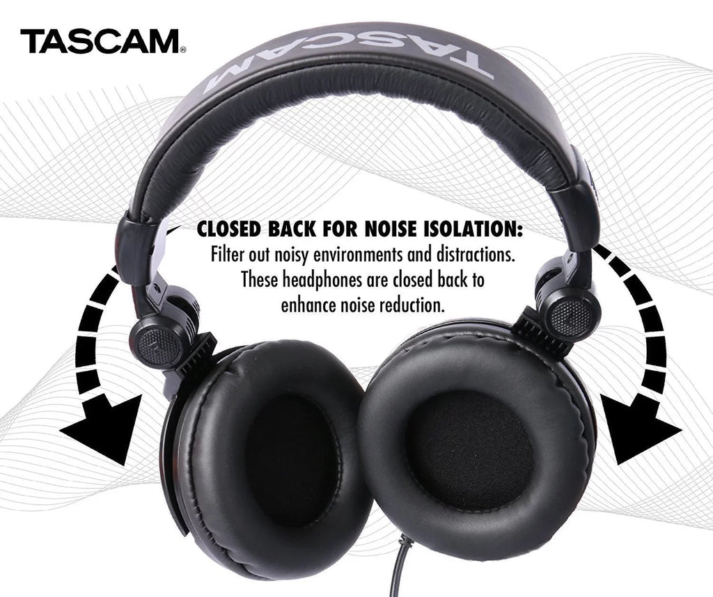 Tascam -03 Closed Back Over-Ear Headphones (Black)