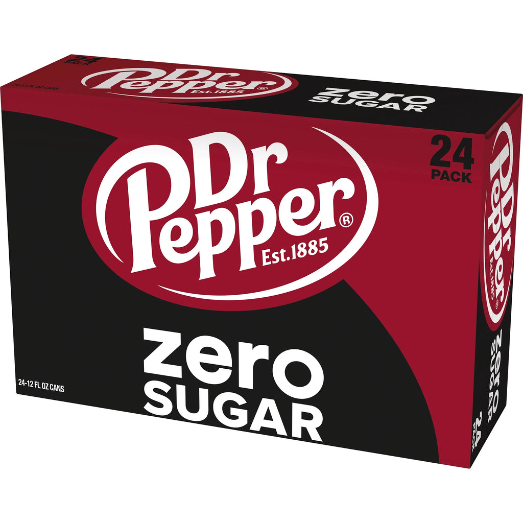 Dr Pepper Zero Sugar Soda Pop, 12 fl oz, 24 Pack Cans