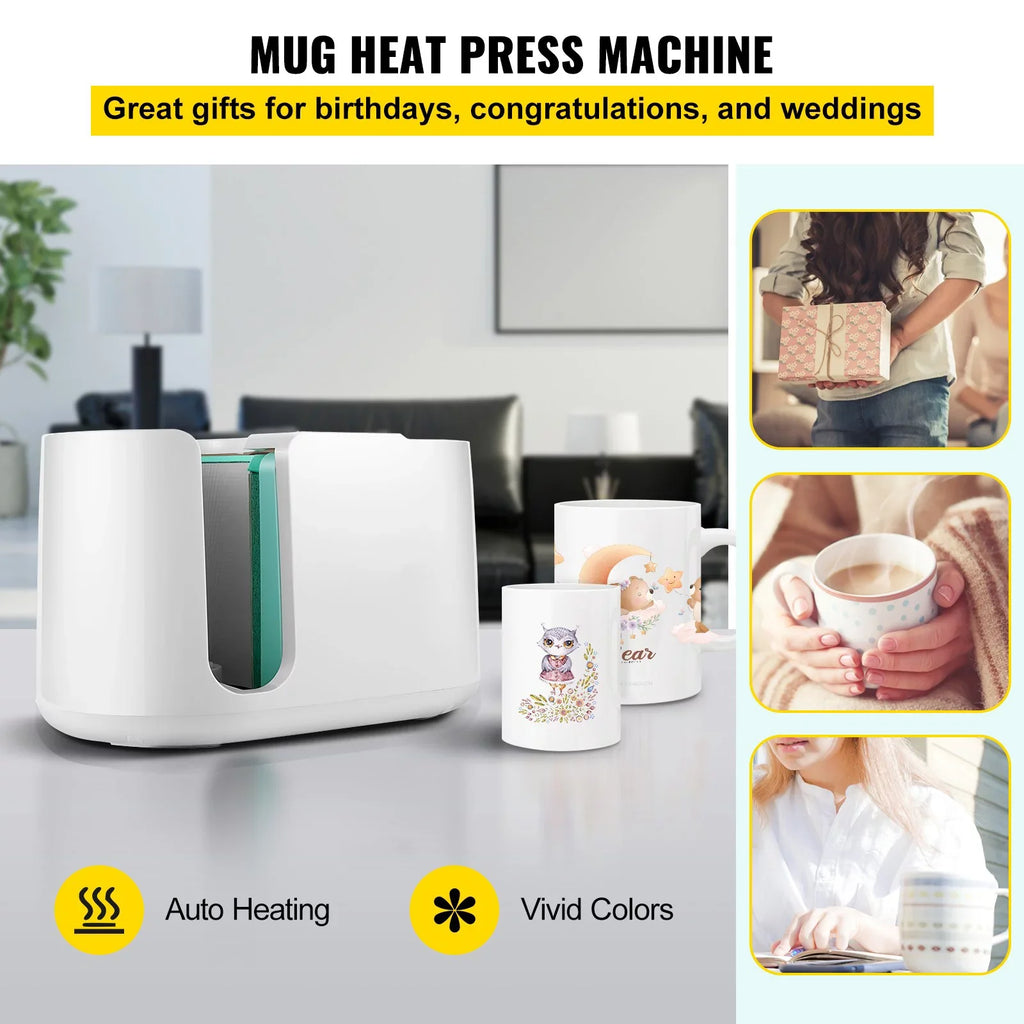 Mug Press Machine, Automatic Mug Heat Press 11-15oz, One-touch Setting, Cup Transfer Sublimation Portable Coffee Presser, Pro Easy Mug Press Machine  Printing