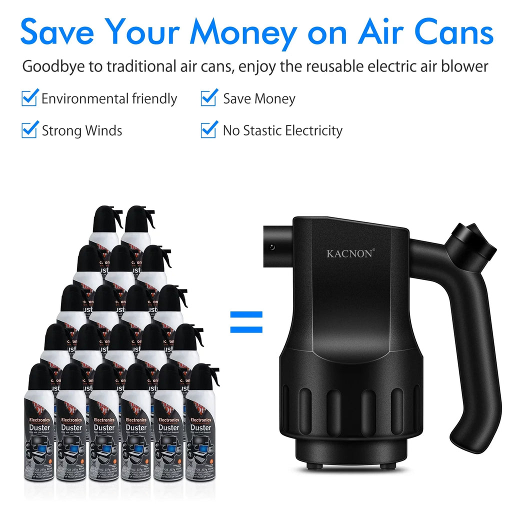Reesibi Electric Air Duster, Cordless Air Duster 8000mAh Rechargeable Compressed Air Dusters Reusable  Duster for Computer Keyboard Cleaning, 10W Fast Charging, Reusable Dust Destroyer