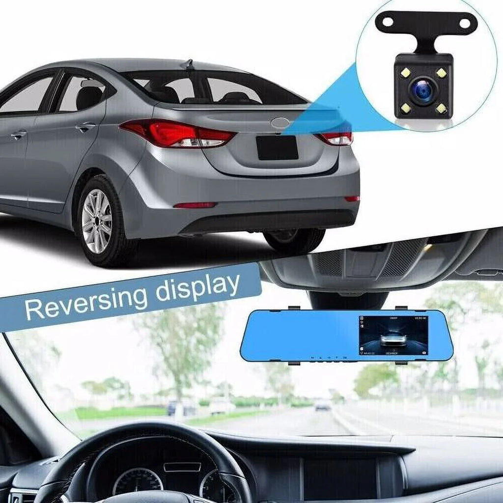 Teledu 1080P Rearview Mirror Car  Dual Dash Cam Camera Front Rear  Video Recorder
