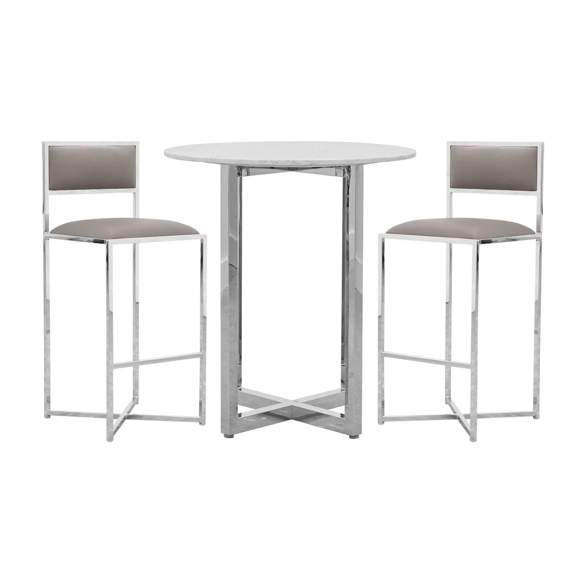 Modus Amalfi 32" Round Bar Table w Marble Top in Taupe