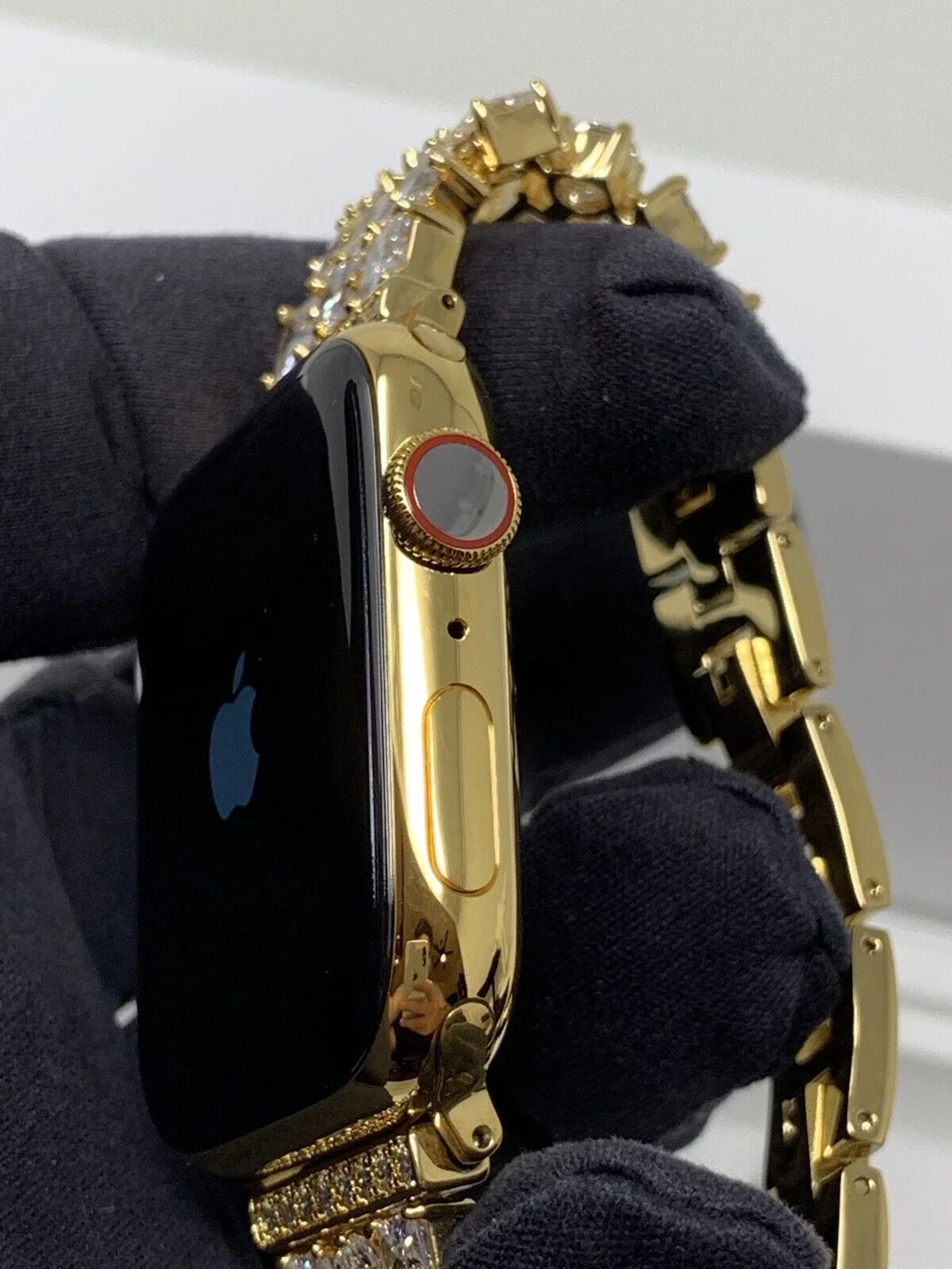 24K Gold Plated 44MM iWatch  5 Gold Link Band Diamond Rhinestones