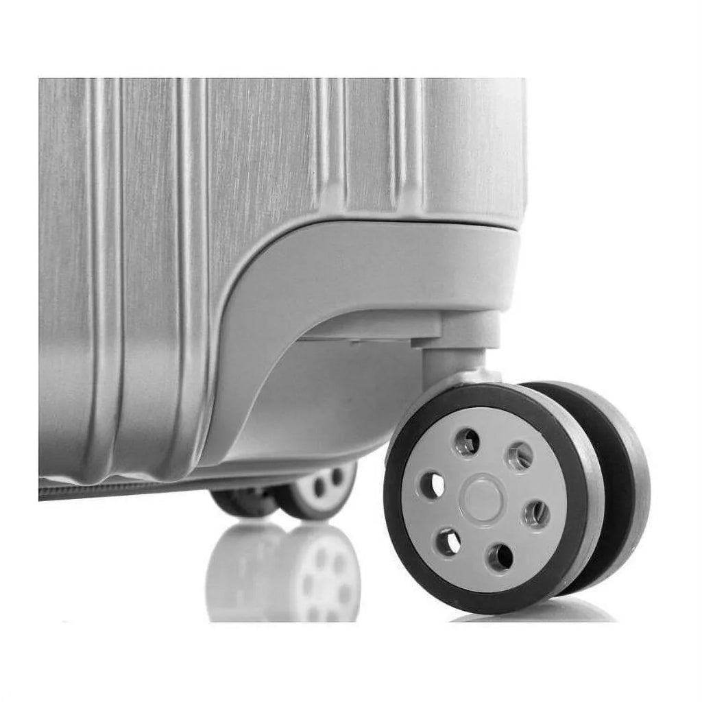 Heys Xtrak 21-Inch Lightweight,  Combination Lock, Expandable, Telescopic Handle System Carry-On Luggage with Spinner Wheels Silver