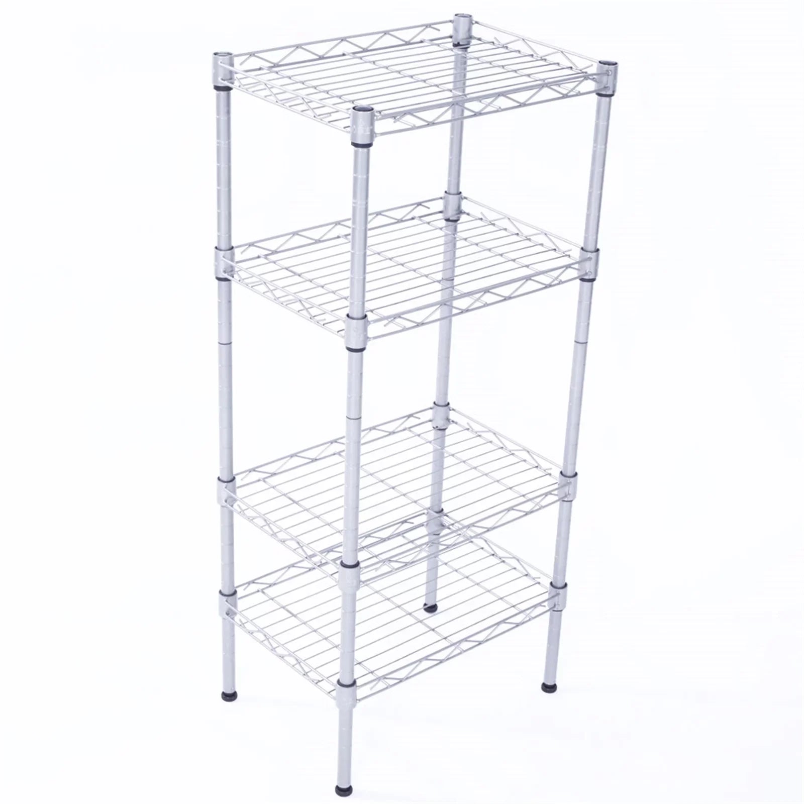 4-Tier Wire Shelving Unit Metal Storage Rack Adjustable Organizer Perfect for Pantry Laundry Bathroom Kitchen Closet Organization (Silver, 13.77L x 9.84 Wx 31.5H)