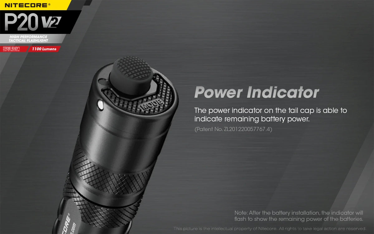 Combo: Nitecore   Tactical  Flashlight -  -  - 1100 Lumens w/ Battery,  Charger +Free Eco-Sensa  Cord