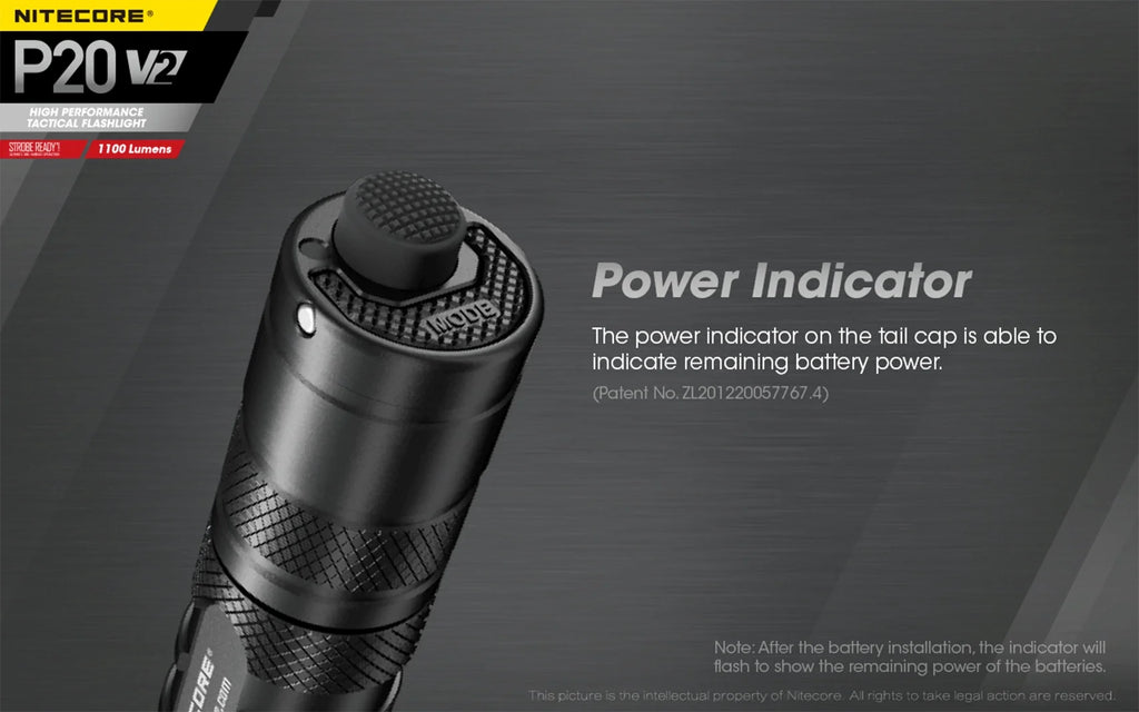 Combo: Nitecore   Tactical  Flashlight -  -  - 1100 Lumens w/ Battery +2x Free Eco-Sensa  Batteries