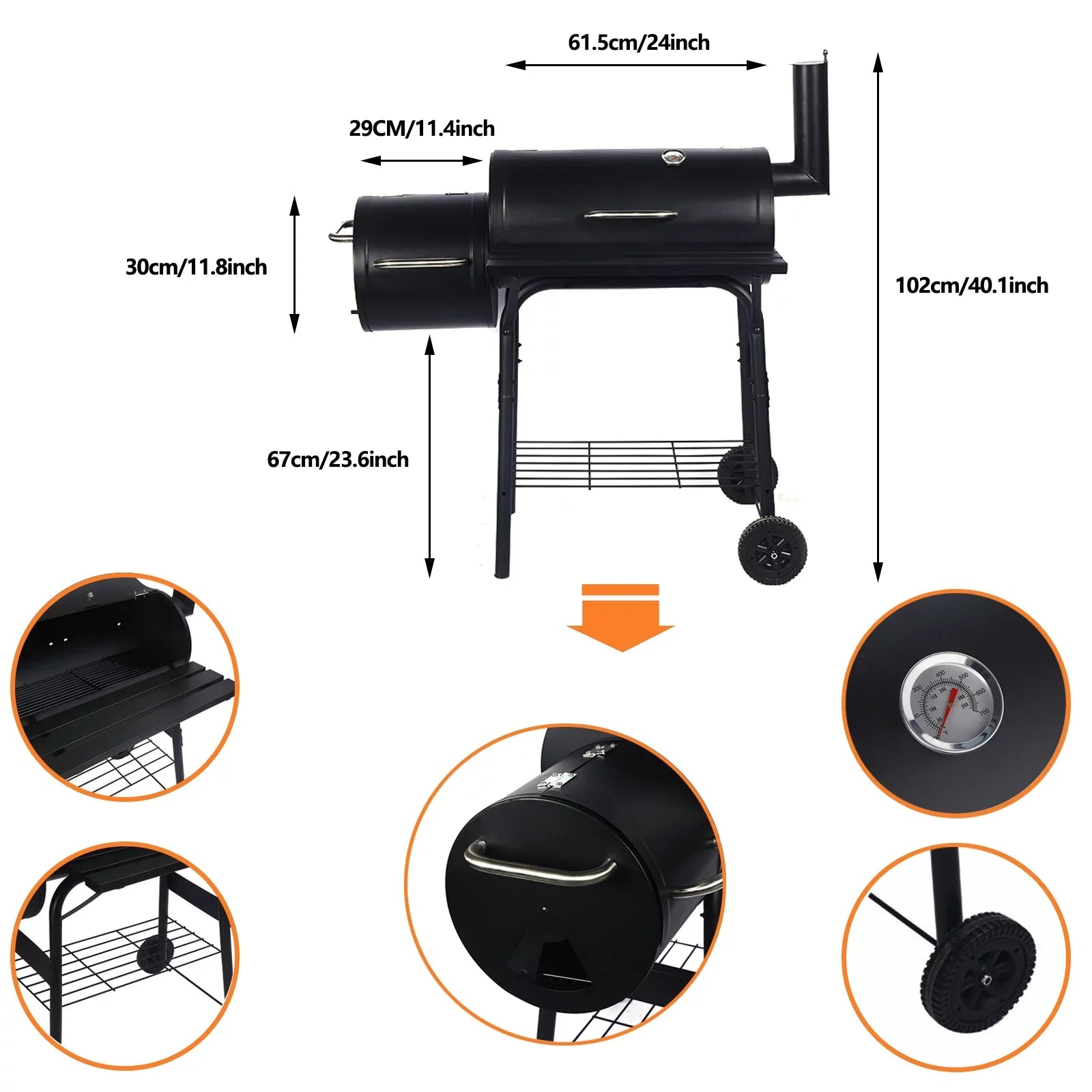 Vebreda Outdoor  Grill Charcoal Barbecue Pit Backyard Meat Cooker Smoker