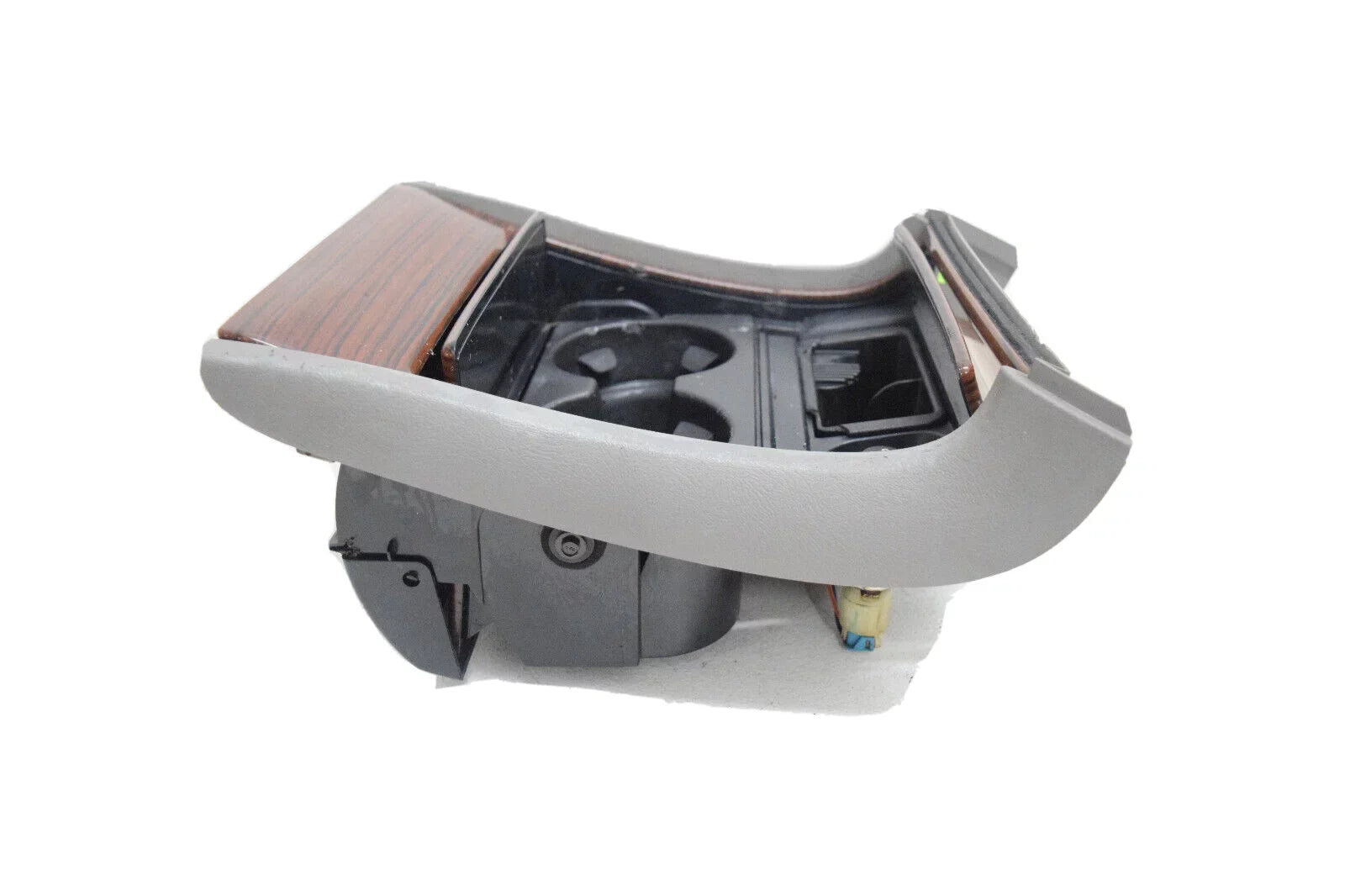 Center Console Cup Holder Woodgrain + Gray Compatible With 03 04 05 06 Cadillac Escalade