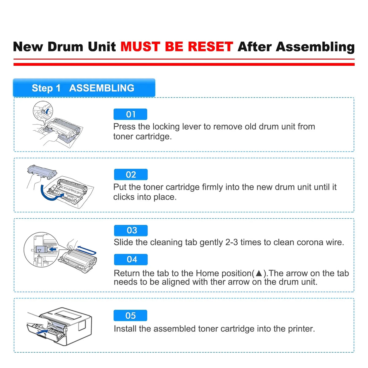 Toner Cartridge and  Drum Unit Set Compatible for Brother - - - - Printer (2x -760 Toner, 1x -730 Drum Unit )