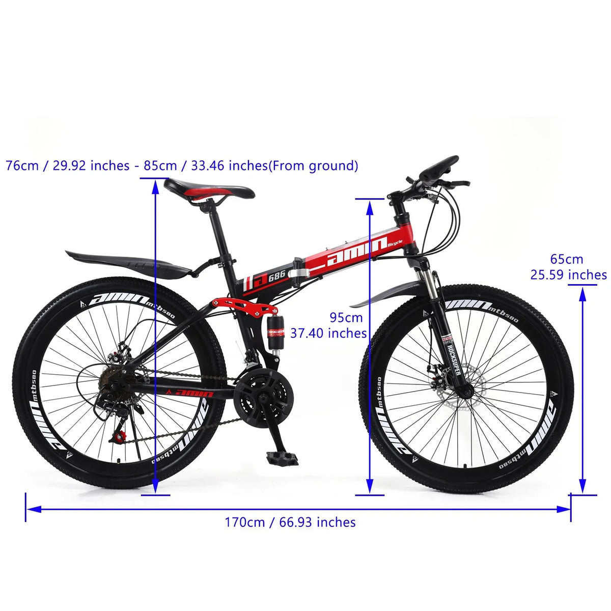 Unisex Adult Mountain Bike 27.5" Wheels Cycling Adults Mountain Bike 21 Speed Bicycle+Bike Lock+Air Pump