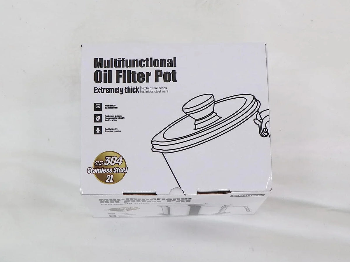 Oil Strainer Pot Grease Can 2L / 67.6 fl oz,Food Strainer Stainless Steel Oil Storage Container,with Fine Mesh Strainer Dust-proof Lid Non-slip Tray,for Storing Frying Oil & Cooking Grease