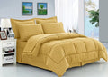 Celine Linen Wrinkle Resistant - Silky Soft Dobby Stripe Bed-in-a-Bag 8-Piece Comforter Set - King Gold