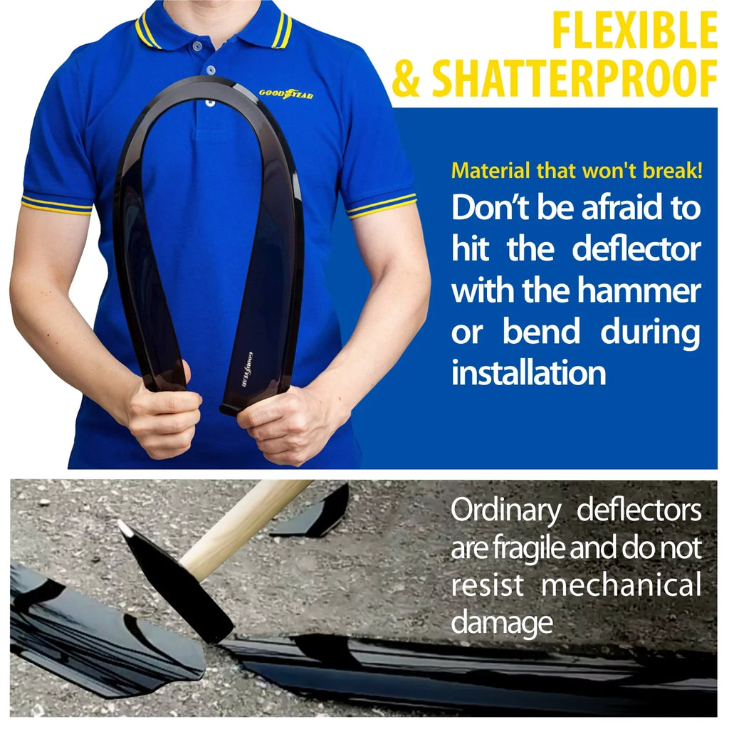 Goodyear Shatterproof in-Channel Window Deflectors for Subaru  Crosstrek 2018-2023/Impreza Hatchback 2017-2023, Rain Guards, Window Visors for Cars, Vent Deflector, Car Accessories, 4 pcs -