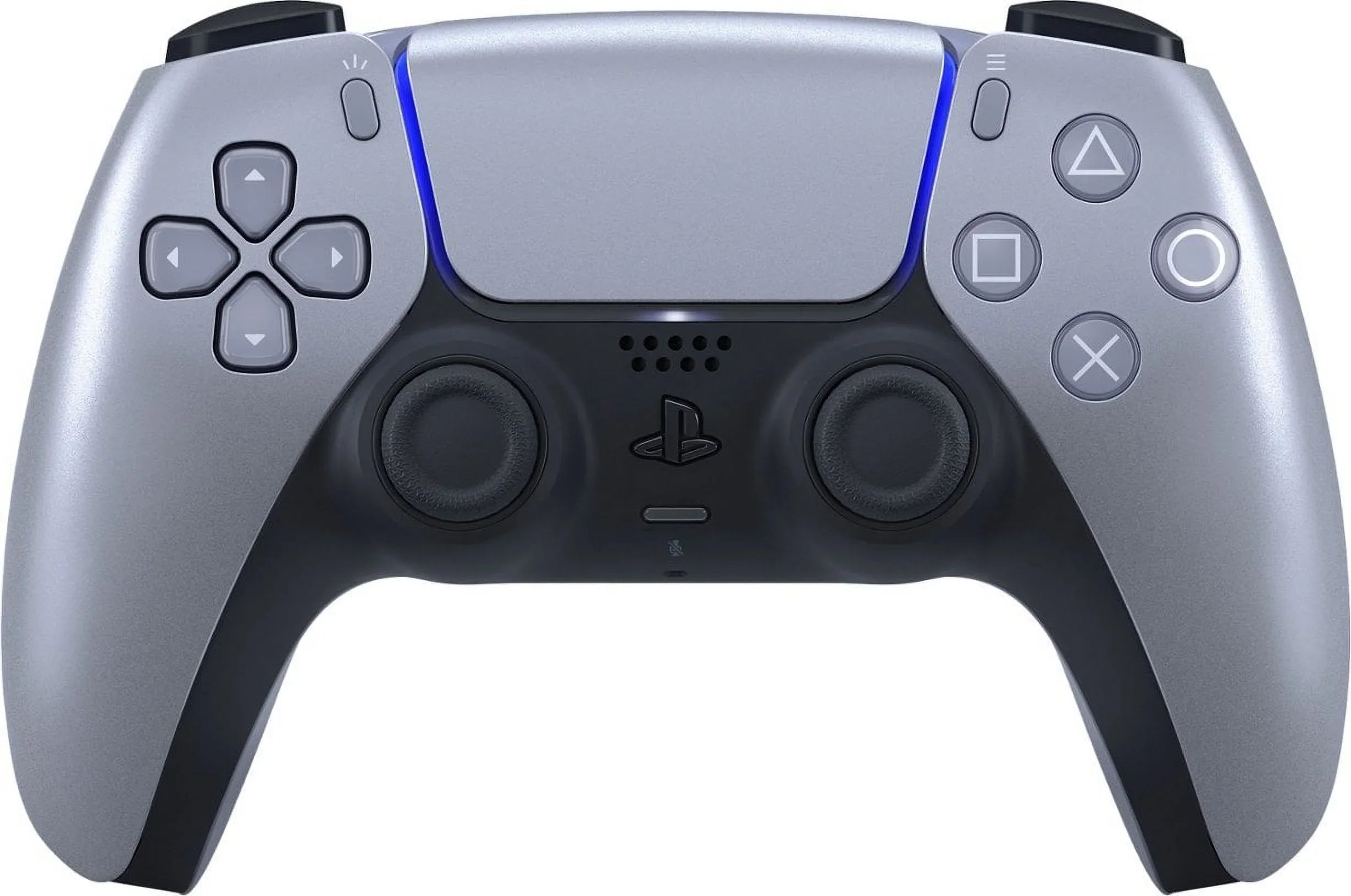 PlayStation 5,  DualSense Wireless Controller - Sterling Silver Bundle With 6Ave Microfiber Cleaning Cloth