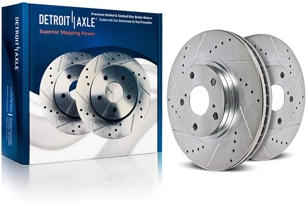 Detroit Axle - 11.50" (292mm) 5 Lug Rear Drilled and Slotted Brake Rotors Replacement for Infiniti  Nissan 350Z -Trail Juke Leaf Rogue Select Sport Fits select: 2012-2013   /