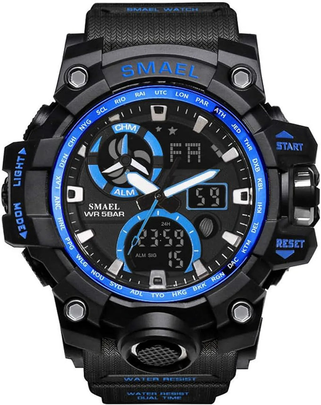 Military Men's Sports Analog Quartz Watch Dual Display Alarm Digital Watches with  Backlight