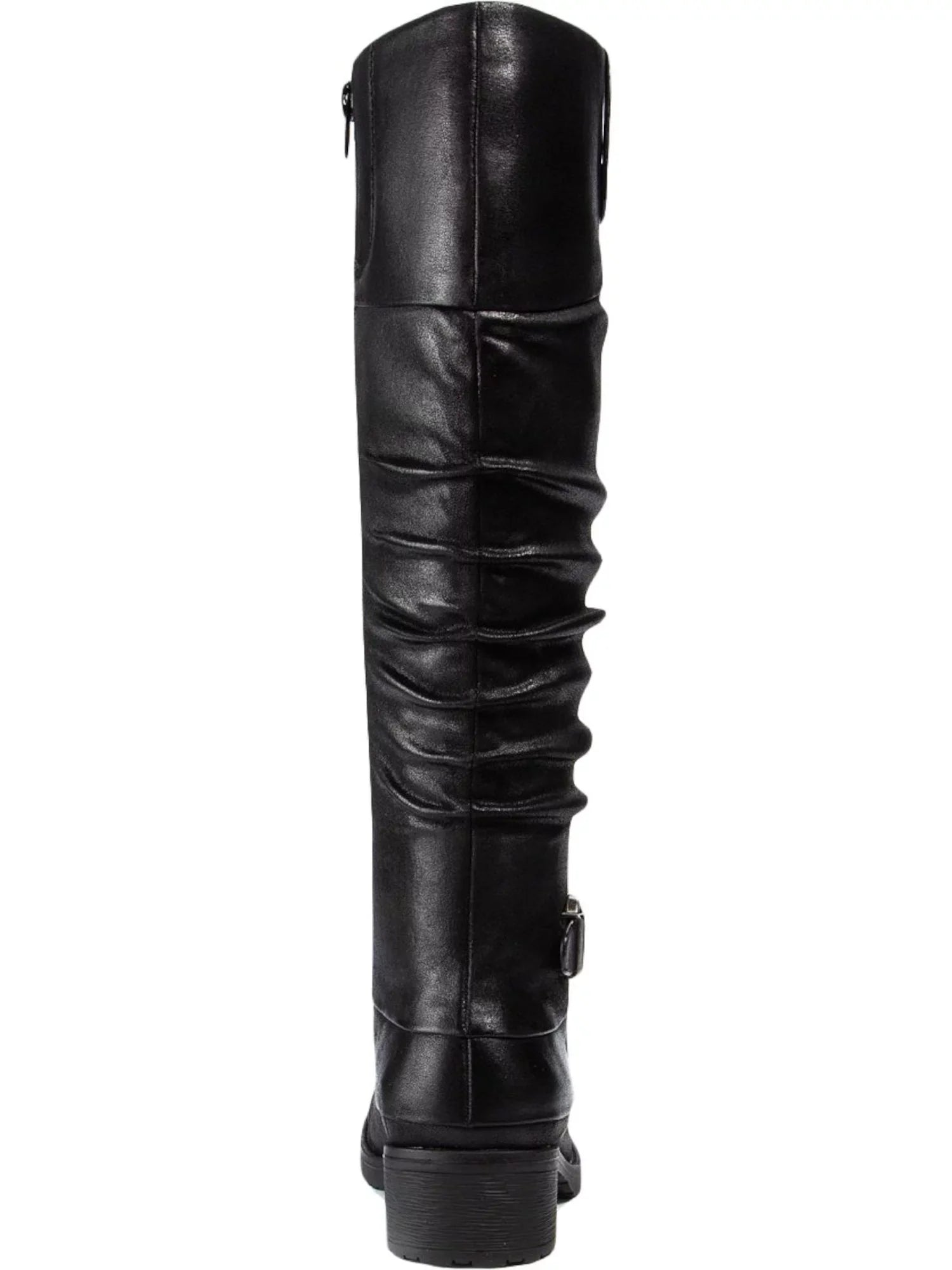 Womens Black Stretch Gore Side Pull Tab Buckle Accent Cushioned Onika Round Toe Block Heel Zip-Up Boots Shoes 11