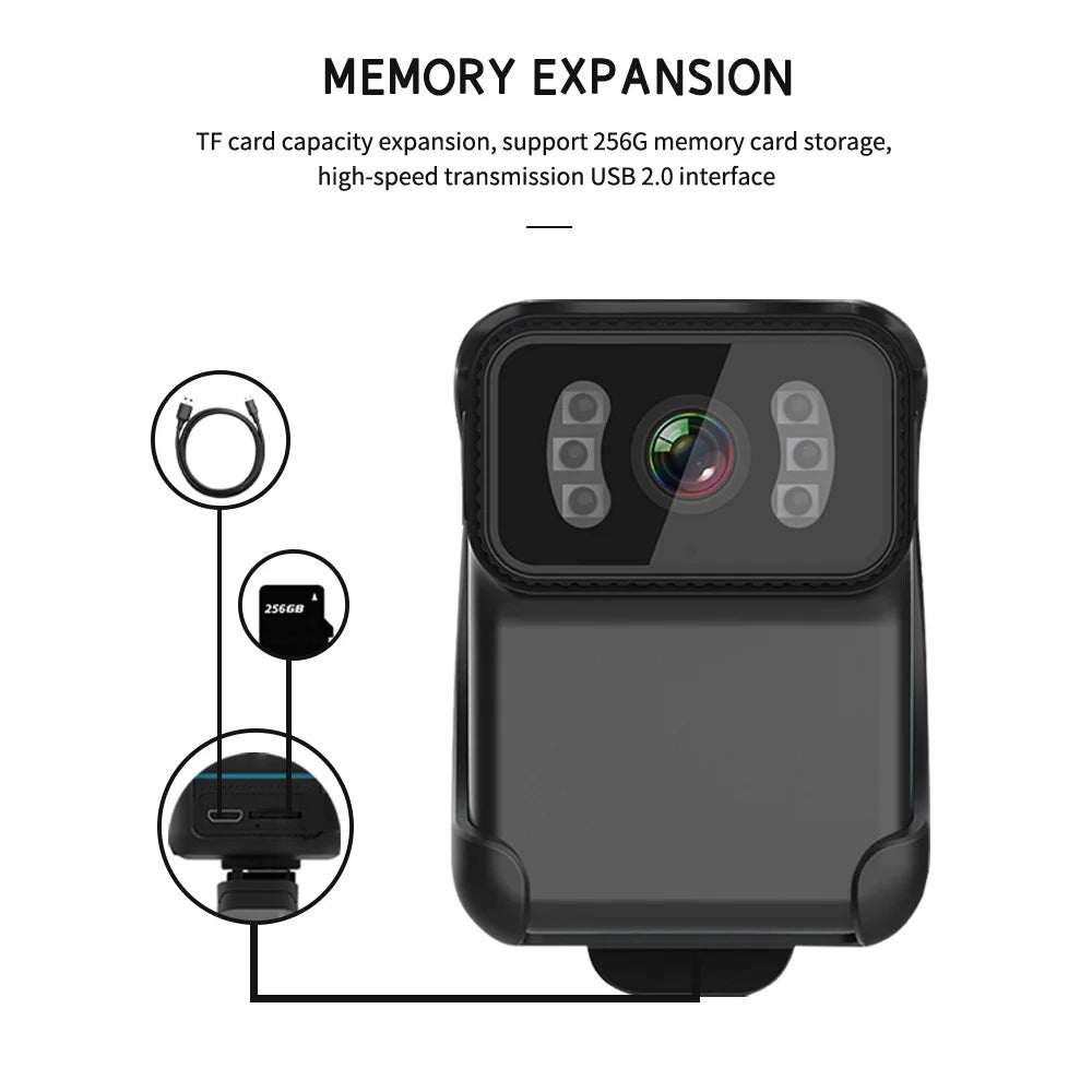 Pinnaco Video Camera,Camera Wide Lens Wide Lens Loop 1080P Video Camera Waterproof Built-in Battery Camera Wireless WiFi Vision Daily Waterproof Battery Clip Video Vision Daily Loop Video Vision