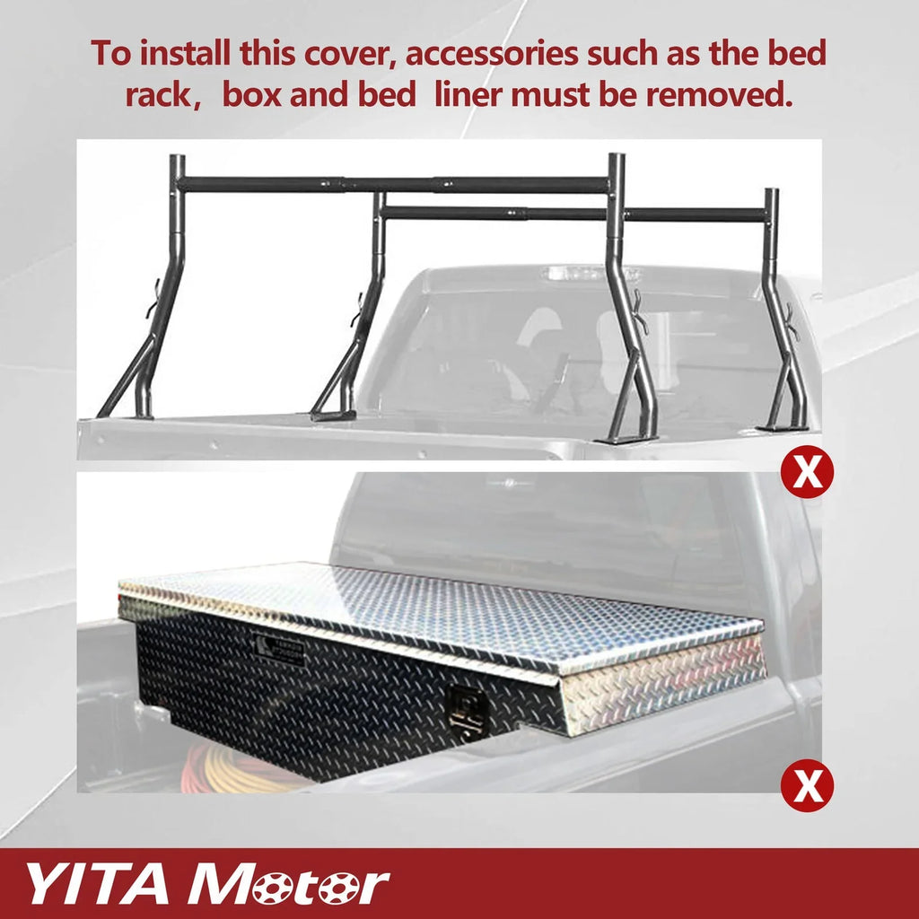 Ledkingdomus 5 ft Bed Soft Roll Up Truck Bed Tonneau Cover designed for with 2005-2023 Nissan Frontier Truck Top with Lamp