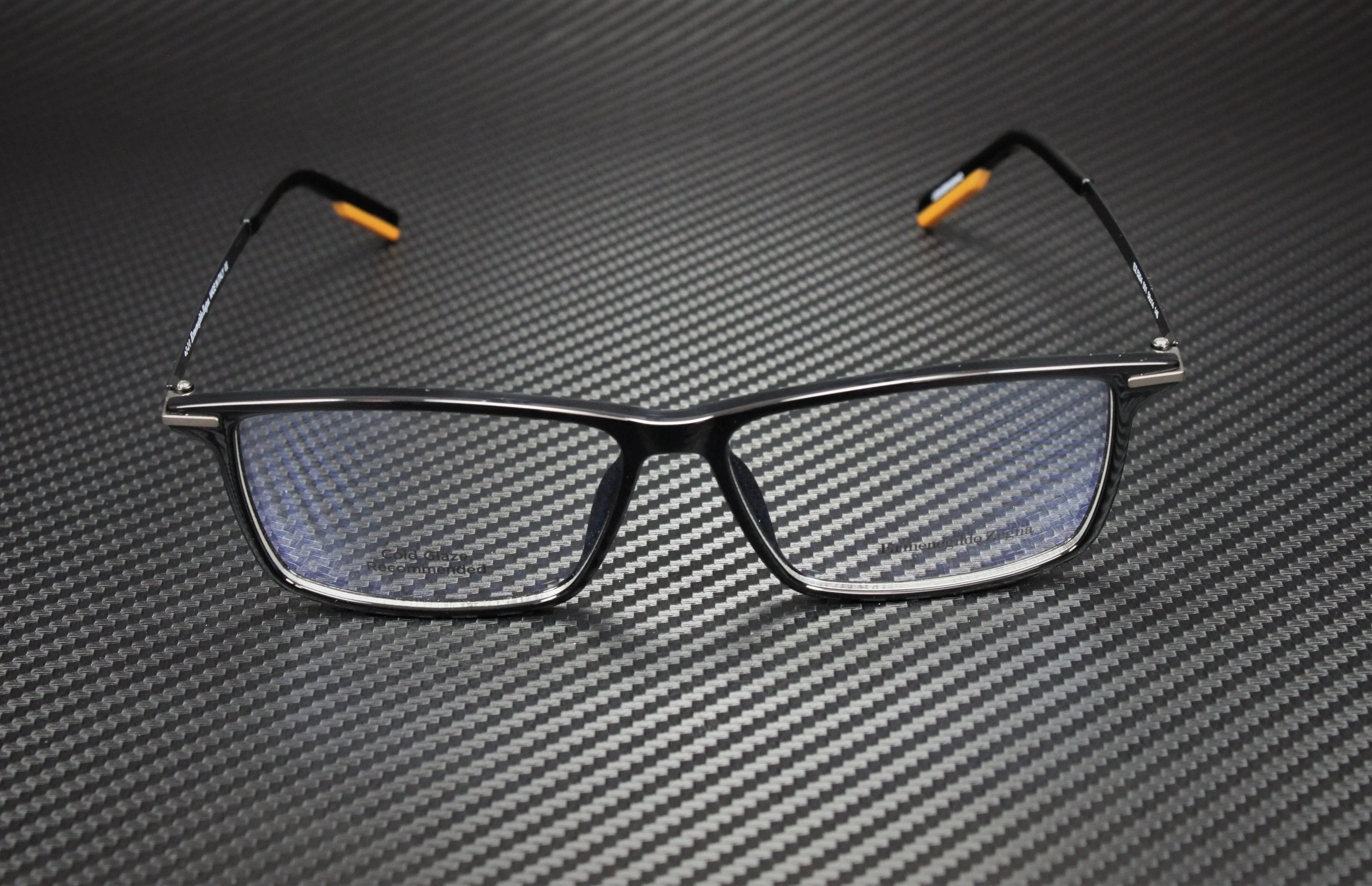 Ermenegildo Zegna  001 Shiny Black Clr Lens Injected 58mm Men's Eyeglasses