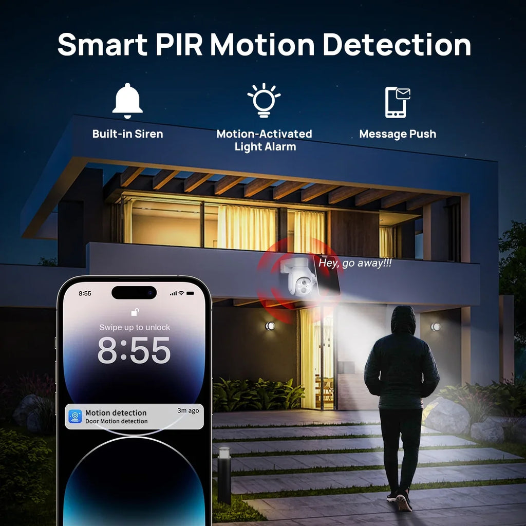 4MP Battery WiFi   Camera Wireless 2K with Solar Panel Smart Hybrid Light Outdoor