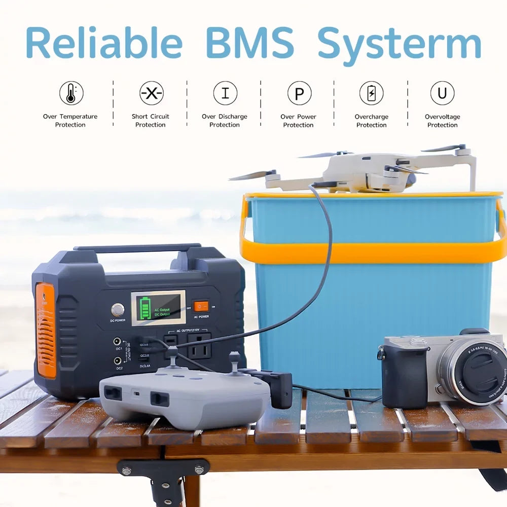 Flashfish PortableStation,3 Modes  Portable 200w Batterye200 Modes - 200w BatteryStation With 3 40800mah/151wh Solar - 40800mah/151wh 200w Modes Station With Solar -and Modes