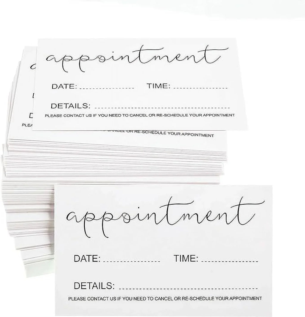 Appointment Reminder Cards (Pack of 100) for Beauty Makeup Hair Nail Salon Barber Shop Restaurants Therapist Pack of 100