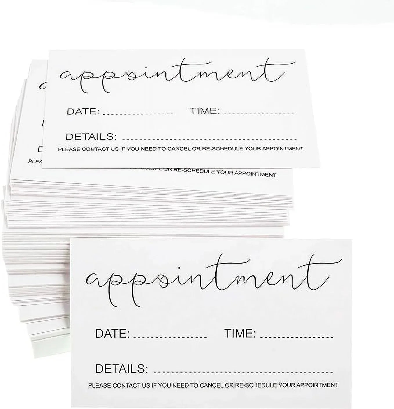 Appointment Reminder Cards (Pack of 100) for Beauty Makeup Hair Nail Salon Barber Shop Restaurants Therapist Pack of 100