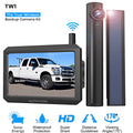 Auto-Vox Solar Wireless Backup Camera for Campervans, 2 Channel Wireless License Plate Back Up Rear View Camera with Solar Panel for Trucks Trailers ()