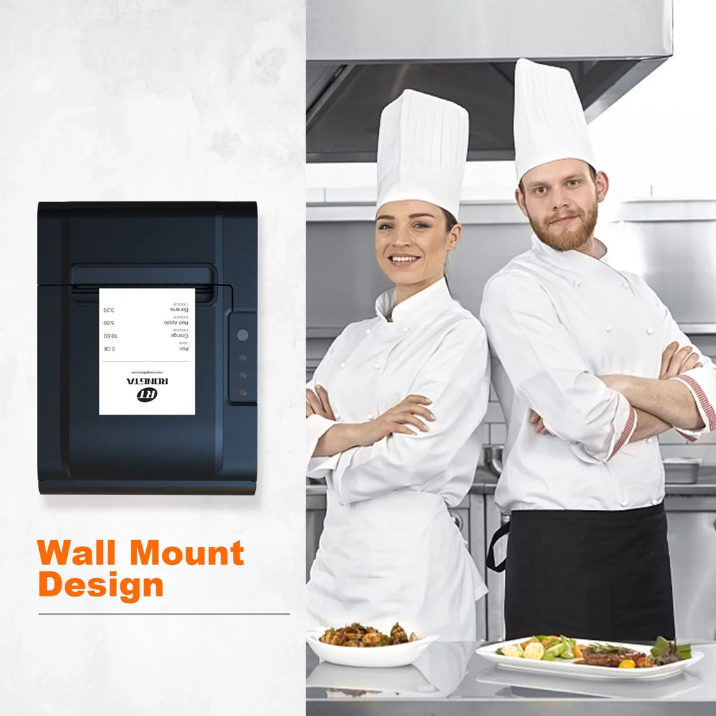 Printer, 80mm  Thermal Receipt Printer, Restaurant Kitchen Printer with Auto Cutter Support Cash Drawer, Serial Ethernet Interface Optional for Windows/Mac/Linux ()