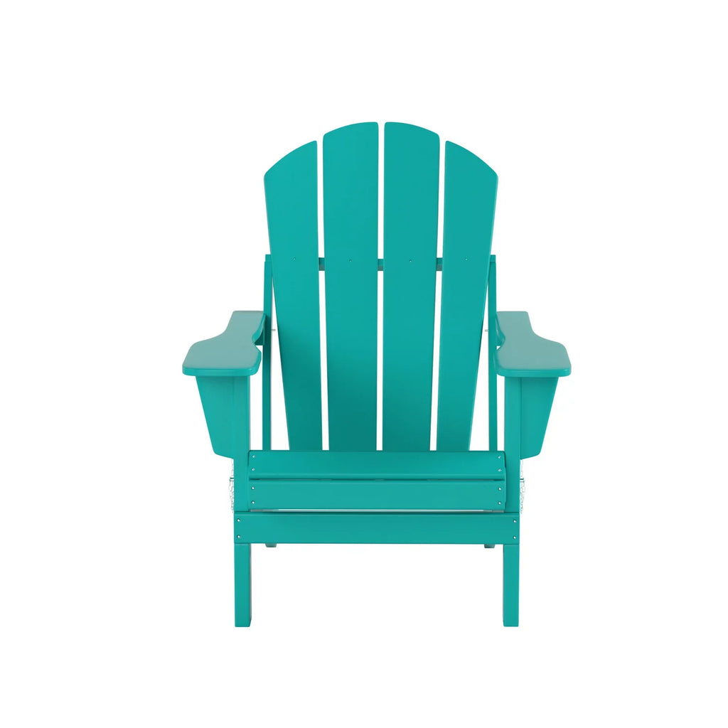 Classic Outdoor Patio Folding Poly Adirondack Chairs (Set of 4), Turquoise