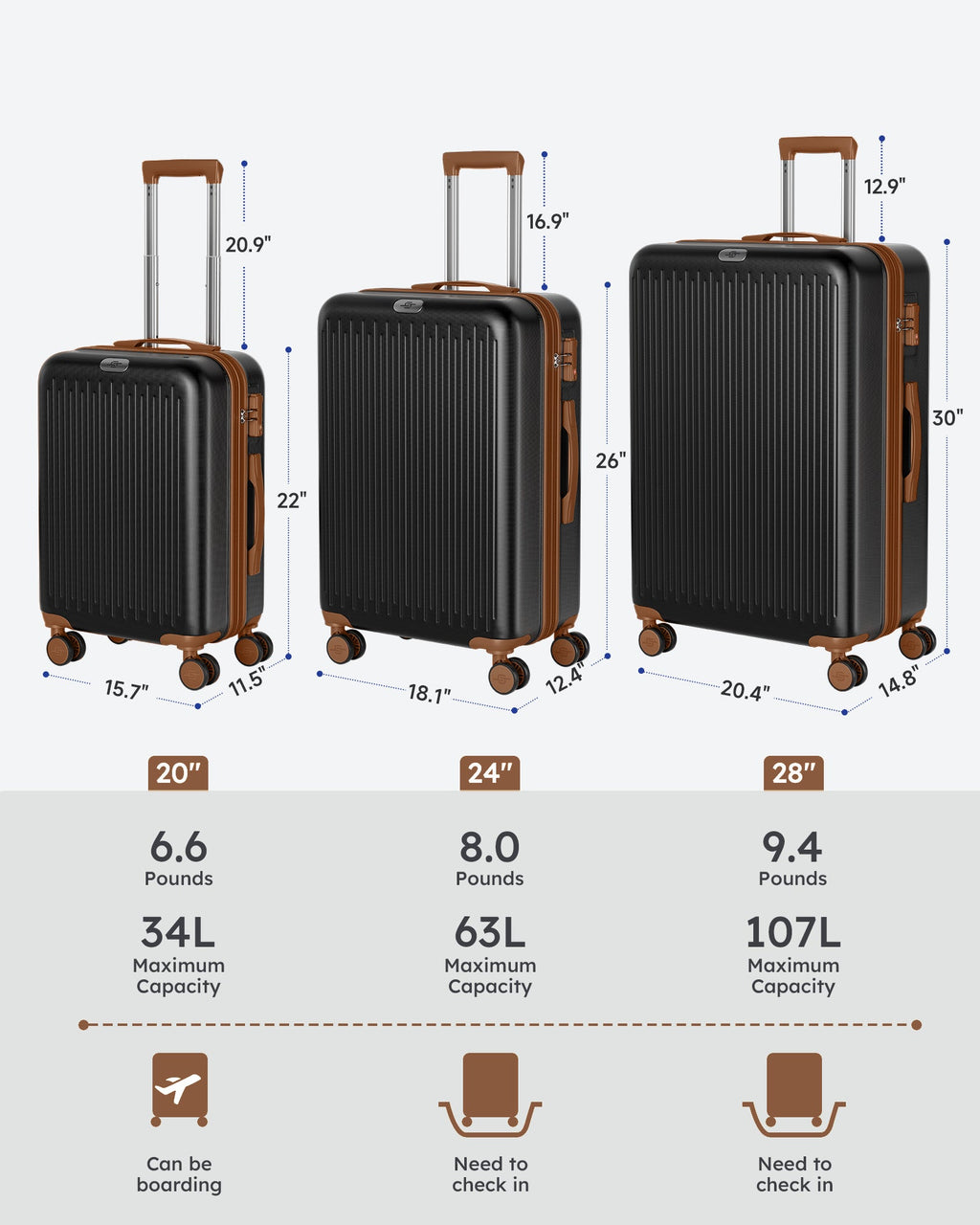 Crtynell 20-Inch Carry on Expandable Luggage with  Lock Airline Approved Suitcase with Spinner Wheels