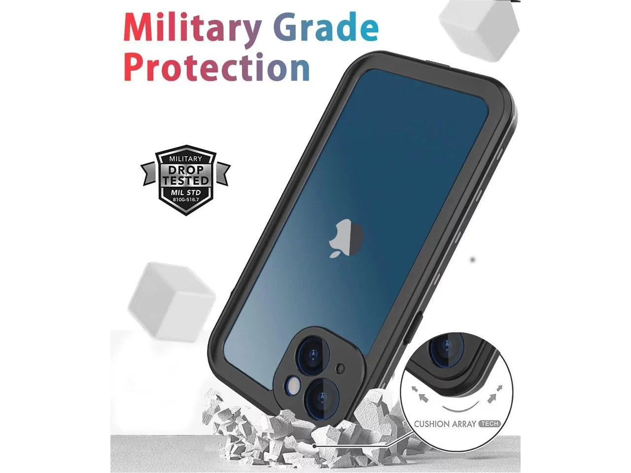 For iPhone 13 Case Waterproof Shockproof Dustproof Full-Body with Built-in Screen Protector,Underwater Full Sealed Cover Protective for iPhone 13 6.1 inch
