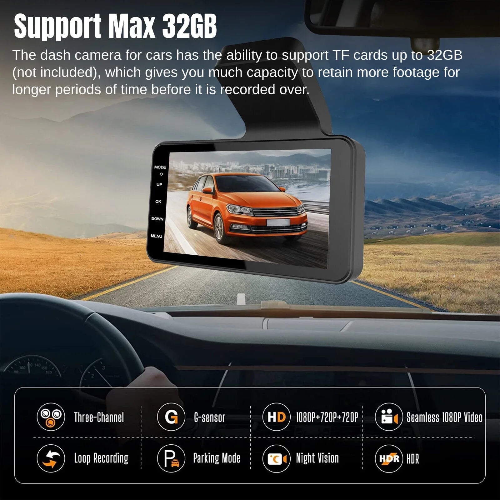 Dual Lens Car  Dash Cam Video Recorder -Sensor 1080P Front And Rear Camera