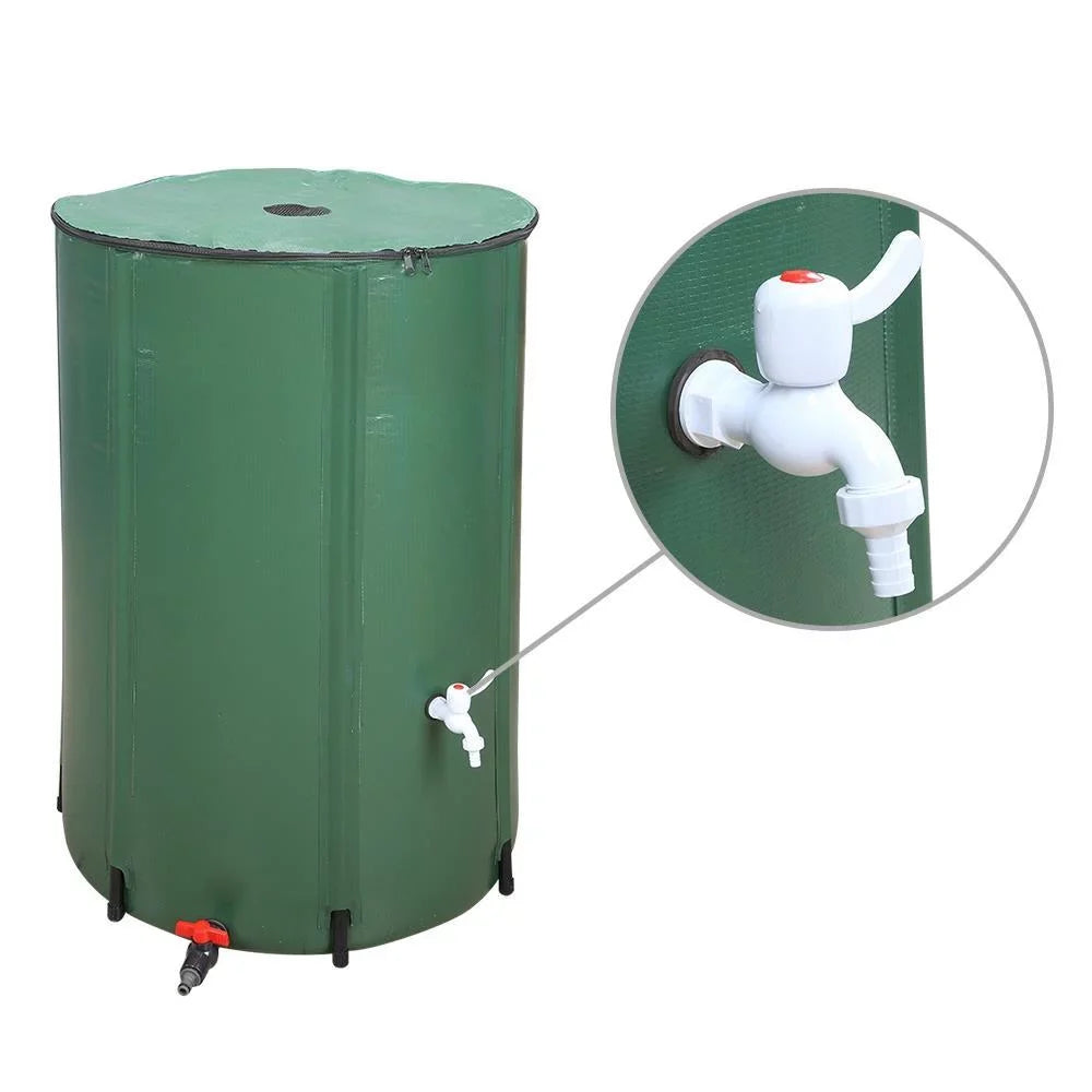 GoDecor 100 Gallon Rain Barrel Outdoor Patio Water Storage Barrel Green