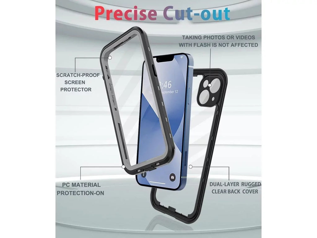 For iPhone 13 Case Waterproof Shockproof Dustproof Full-Body with Built-in Screen Protector,Underwater Full Sealed Cover Protective for iPhone 13 6.1 inch