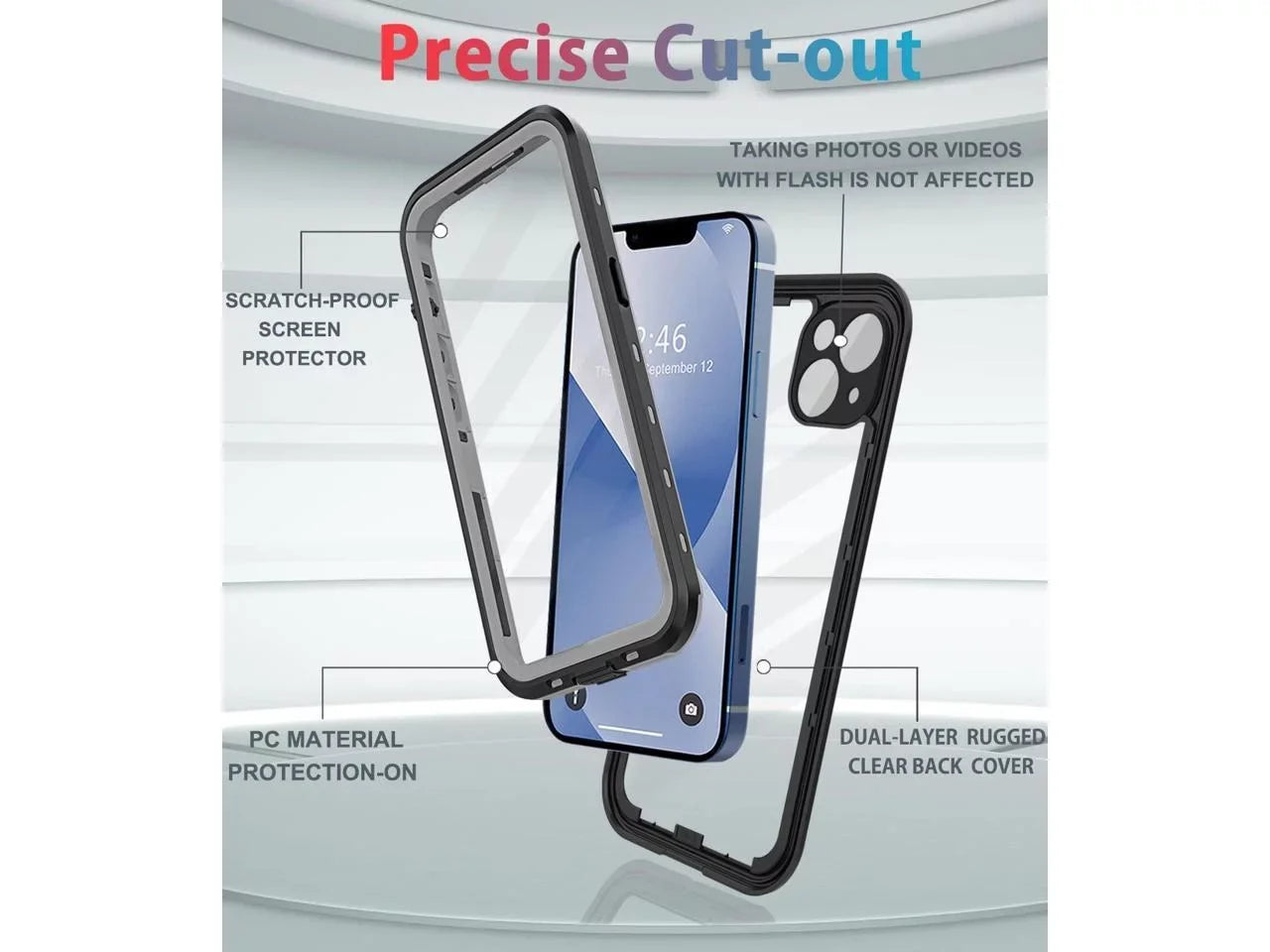 For iPhone 13 Case Waterproof Shockproof Dustproof Full-Body with Built-in Screen Protector,Underwater Full Sealed Cover Protective for iPhone 13 6.1 inch