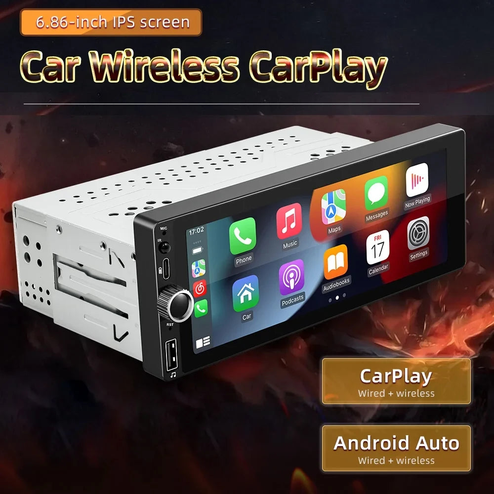 Android 13 Car Stereo Single Din Wireless Android Auto - [2+32G] 7 inch Touch Screen Radio -  Navigation, WiFi, Mirror Link +  Backup Camera and Microphone