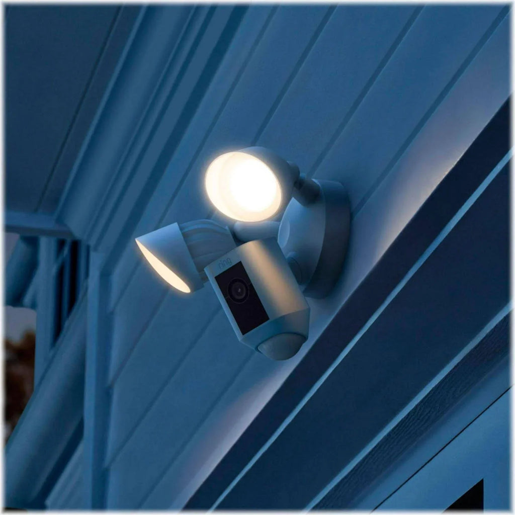 Restored Ring_Floodlight Cam Wired Plus with Motion Activated , White, 2021 Release, Outdoor, WiFi, /Network (Refurbished)